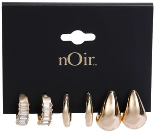 Thumbnail 1: Noir 3-Piece Hold Hoop Earrings 