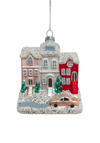 Thumbnail 1: Magical Season Glass Winter House Scene Ornament 