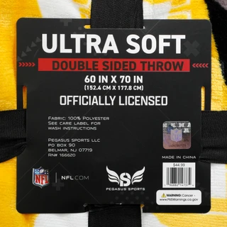 Thumbnail 2: Pegasus Sports 60x70 Pittsburgh Steelers Ultra Soft Double Sided Throw 