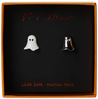 Thumbnail 1: Betsey Johnson Halloween Mismatched Ghost Earrings in Gift Box 