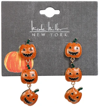 Thumbnail 1: Nicole Miller Halloween Drop Pumpkin Earrings  