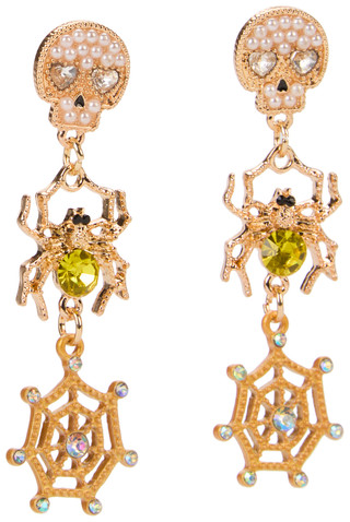 Thumbnail 1: Nicole Miller Halloween Skull Drop Earrings  