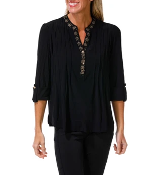 Thumbnail 1: Cocomo Women's Fall Pumpkin Studded Top 