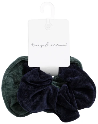 Thumbnail 1: TWIG & ARROW 2 Pk Large Velvet Scrunchies 