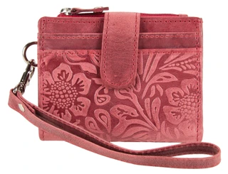 Thumbnail 1: American Bison Genuine Leather RFID Card & ID Wristlet with Zippered Pouch 