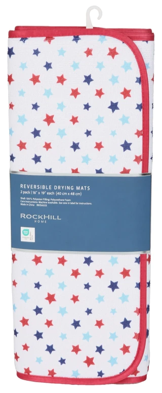 Thumbnail 2: Rockhill Home 2 Pk Americana Stars Reversible Drying Mats 