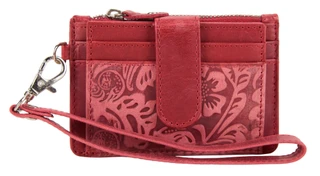 Thumbnail 1: American Bison Genuine Leather RFID Card & ID Wristlet with Zippered Pouch 