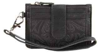 Thumbnail 1: American Bison Genuine Leather RFID Card & ID Wristlet with Zippered Pouch 