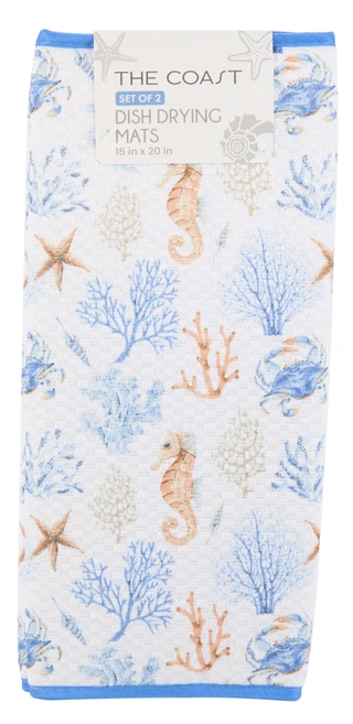 Thumbnail 1: Dream Home 2 Pk Seahorse Dish Drying Mats 