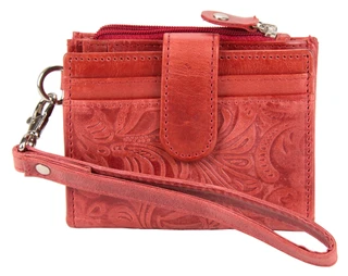 Thumbnail 1: American Bison Genuine Leather RFID Card & ID Wristlet with Zippered Pouch 