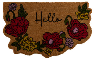 Thumbnail 1: Stitch & Weft 20x32 Hello Poppy Flowers Nonslip Coir Doormat  