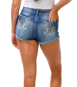 Thumbnail 1: SUNKISSED DENIM Juniors' Dreamcatcher Cuff Shorts  