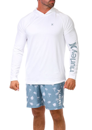Thumbnail 1: Hurley Men's 2 Pc Hooded Long Sleeve Shirt & Swim Shorts Set 