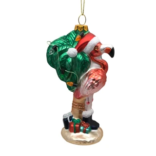 Thumbnail 1: Magical Season Glass Flamingo by Palm Tree Ornament 