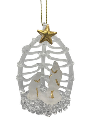 Thumbnail 1: Magical Season Spun Glass Nativity Ornament 