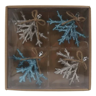 Thumbnail 1: Magical Season Glitter Coral Ornament Set - 4 Piece 