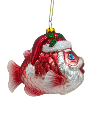 Thumbnail 1: Magical Season Santa Fish Glass Ornament 