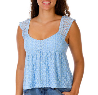 Thumbnail 1: Derek Heart Juniors Floral Lace Babydoll Tank Top 