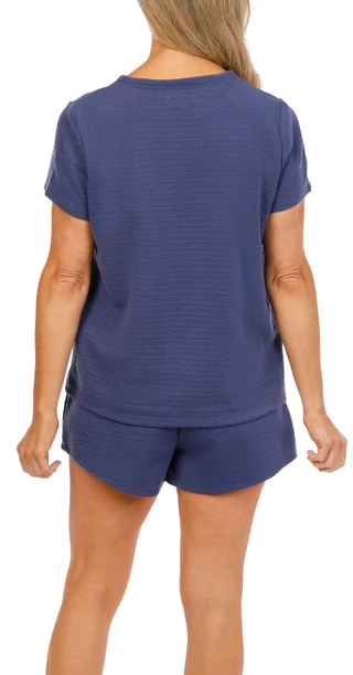 Thumbnail 4: Tommy Hilfiger Women's Short Sleeve Henley & Boxer Pajama Set 