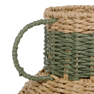 Thumbnail 3: Bluestone Decor Round Woven Decorative Vase Home Accent with Dual Handles 