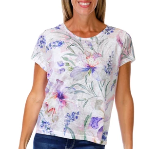 Thumbnail 1: Milano Women's Short Sleeve Floral Print Top  
