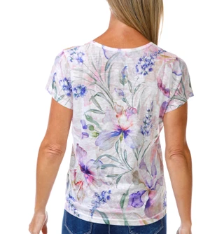 Thumbnail 2: Milano Women's Short Sleeve Floral Print Top  