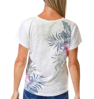 Thumbnail 3: Milano Women's Tropical Floral Embellished V Neck Top 
