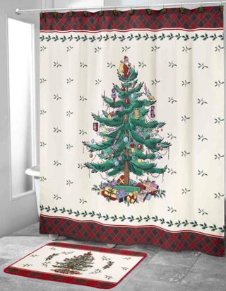 Thumbnail 5: Spode Christmas Tree Tartan Shower Curtain 