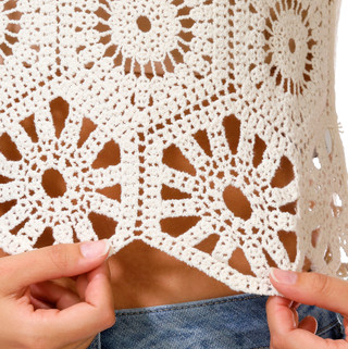 Thumbnail 2: Rebellion Again Juniors Short Sleeve Open Crochet Top 