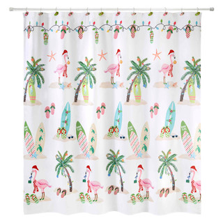 Thumbnail 1: AVANTI Flamingo Holiday Shower Curtain 