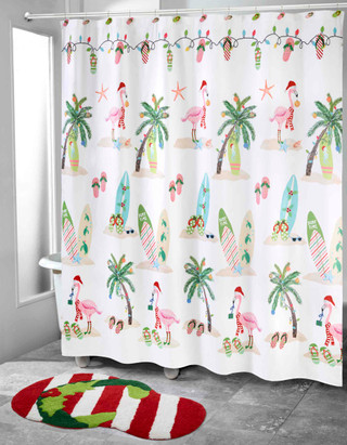 Thumbnail 5: AVANTI Flamingo Holiday Shower Curtain 