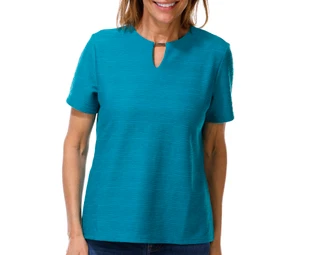 Thumbnail 1: Coral Bay Women's Petite Short Sleeve Textured Top 