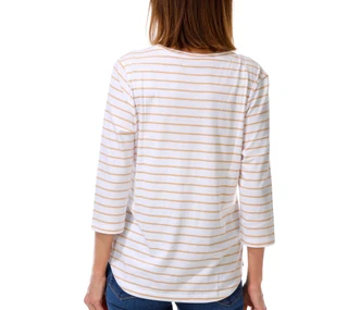 Thumbnail 2: Coral Bay Women's Petite 3/4 Sleeve Striped Palm Print Top 