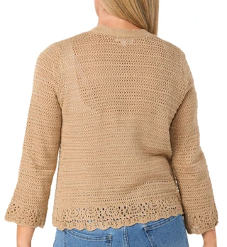 Thumbnail 2: Kathy Ireland Women's Long Sleeve Metallic Pointelle Shrug 