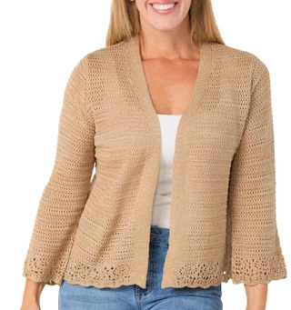 Thumbnail 1: Kathy Ireland Women's Long Sleeve Metallic Pointelle Shrug 