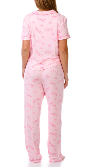 Thumbnail 2: Juicy Couture Women's Short Sleeve Notch Jersey Pajama Set 