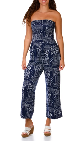 Thumbnail 1: Heart & Hips Juniors Tropical Tube Top Palazzo Jumpsuit 