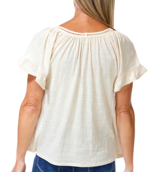 Thumbnail 3: MAX STUDIO Women's Gauze Crochet Trim Top 