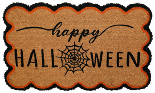Thumbnail 1: RACHEL ASHWELL 20x34 Happy Halloween Spider Web Coir Rug 