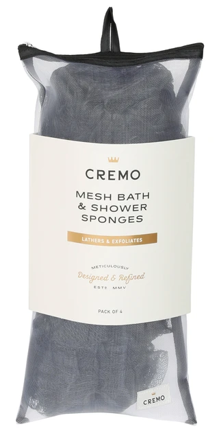 Thumbnail 1: CREMO 4 Pk Mesh Bath & Shower Sponges with Mesh Bag 