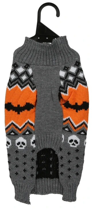 Thumbnail 2: PET POSSE Halloween Bats & Skulls Fair Isle Pet Sweater 