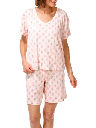Thumbnail 1: IZOD Women's Palm Frond Pajama Shorts Set 