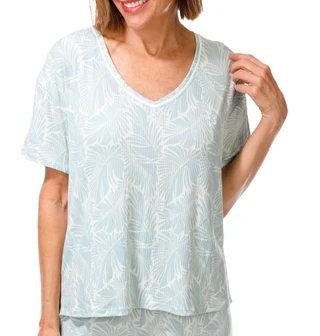 Thumbnail 2: IZOD Women's Palm Frond Pajama Shorts Set 