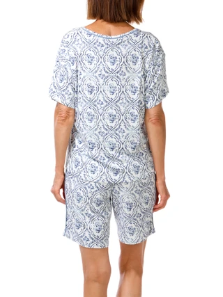 Thumbnail 2: IZOD Women's Palm Frond Pajama Shorts Set 