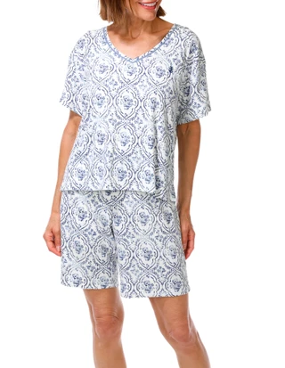 Thumbnail 1: IZOD Women's Palm Frond Pajama Shorts Set 