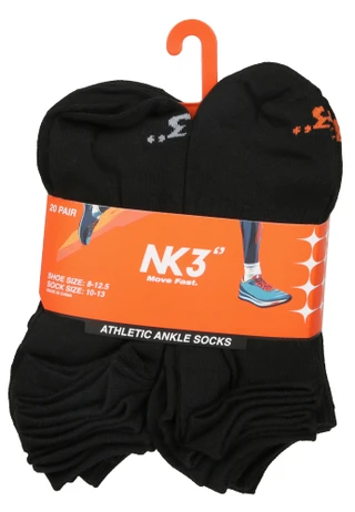 Thumbnail 1: NK3 Men's 20 Pk Athletic Ankle Socks 