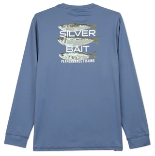 Thumbnail 2: SILVER BAIT Men's Performance Logo Salt Air Bait Fish Trio Fishing Shirt 