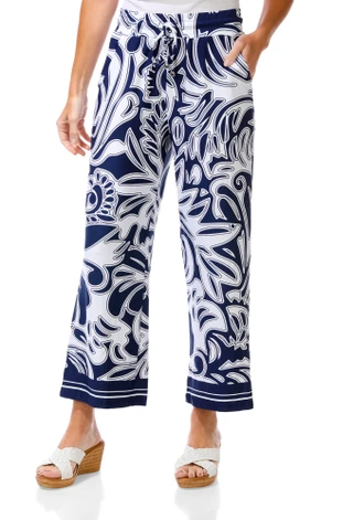 Thumbnail 1: ILU Women's Petite Wide Leg Print Pants 