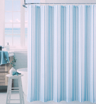 Thumbnail 2: Caribbean Joe 70x72 Tidal Stripe Shower Curtain 