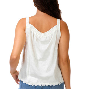 Thumbnail 3: Democracy Womens Petite Sleeveless Ruched Square Neck Embroidered Tank 